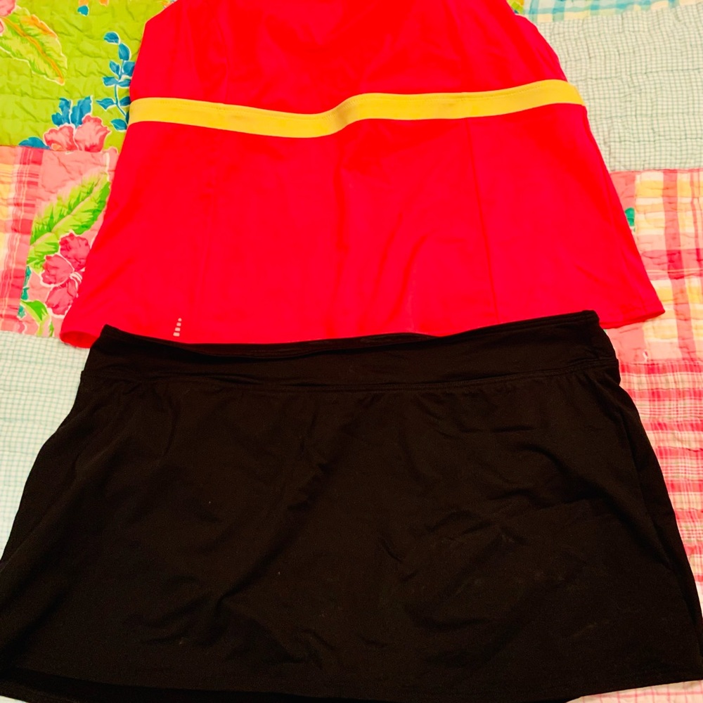 Lands' End Neon Pink Orange Yellow  Bikini Set